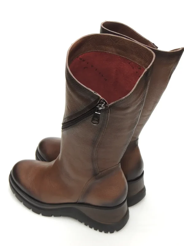 Fashion BOTAS MEDIA CAÑA 23-1221 PIEL MARRON Mujer Mujer
