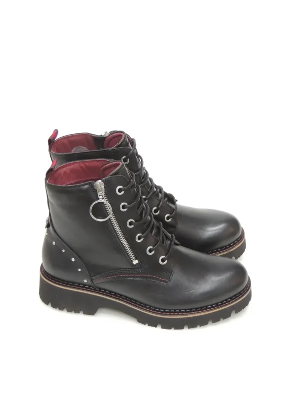 Online BOTAS MILITARES W6S-8619 PIEL NEGRO Mujer Botas