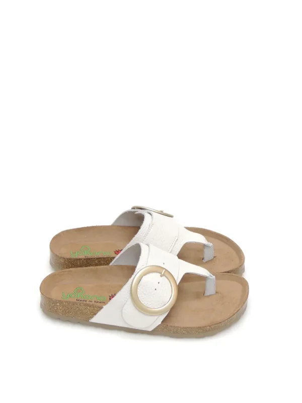 Clearance CHANCLAS DE DEDO GRANADA-704 PIEL BLANCO Mujer Mujer