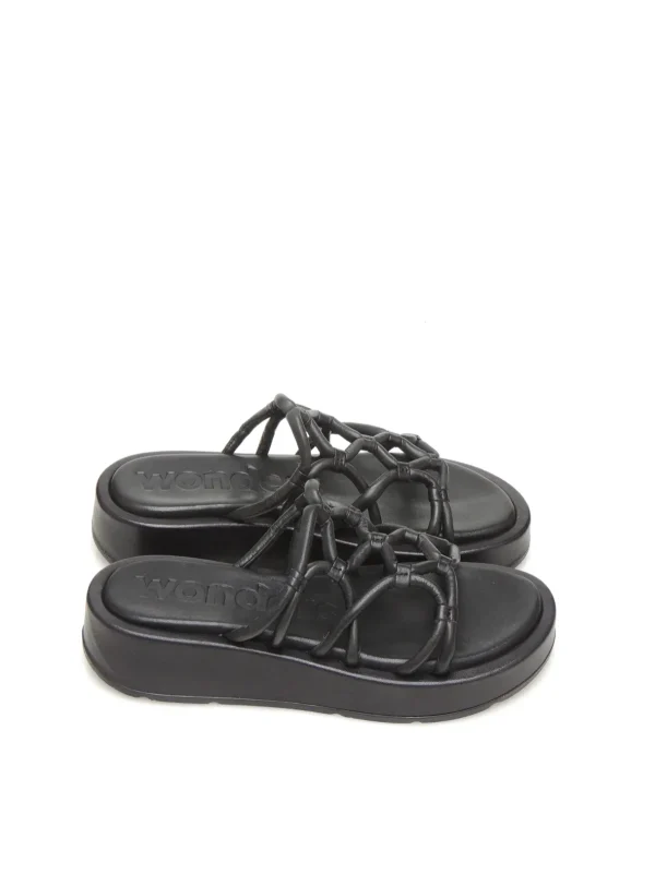 Clearance CHANCLAS   AT-3401 PIEL NEGRO Mujer Mujer