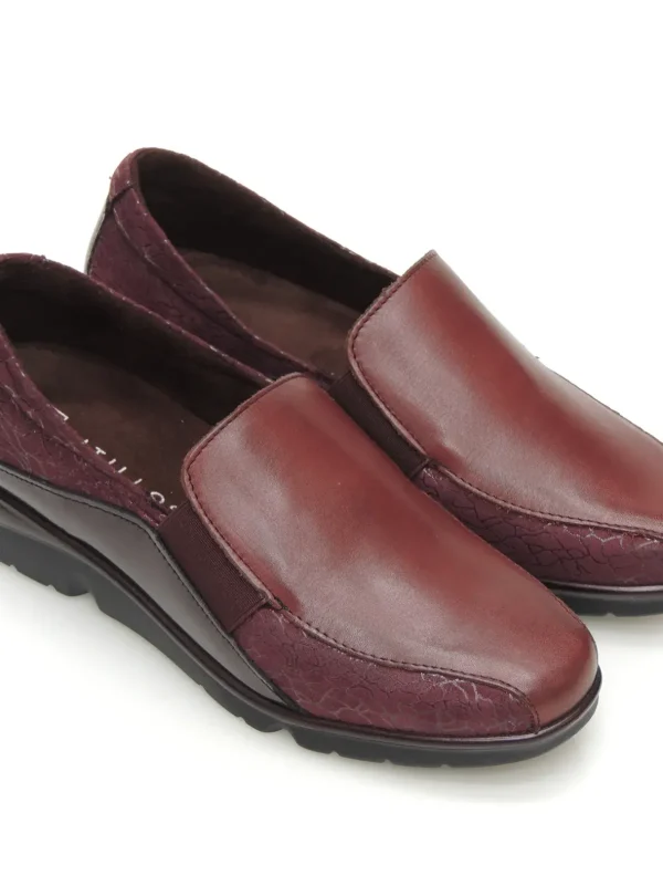 New MOCASINES SLIP-ON 10000 PIEL BURDEOS Mujer Mocasines