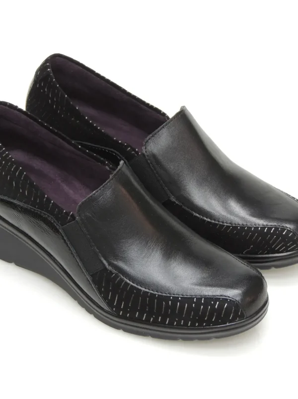 New MOCASINES SLIP-ON 10034 PIEL NEGRO Mujer Mocasines