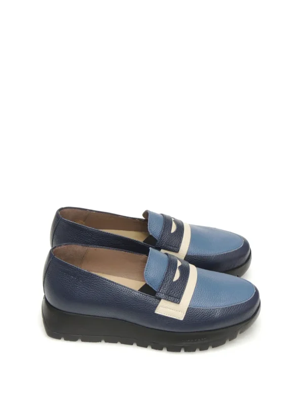 Online MOCASINES   A-2475 PIEL AZUL Mujer Mocasines