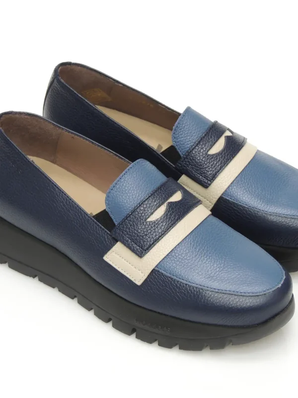 Online MOCASINES   A-2475 PIEL AZUL Mujer Mocasines