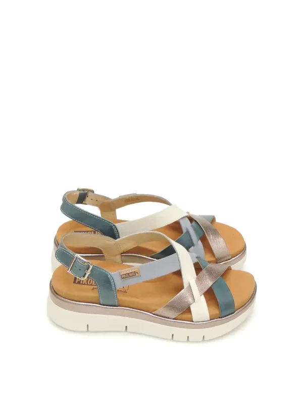 Fashion SANDALIAS PLATAFORMA W4N-0650C1 PIEL AZUL Mujer Mujer