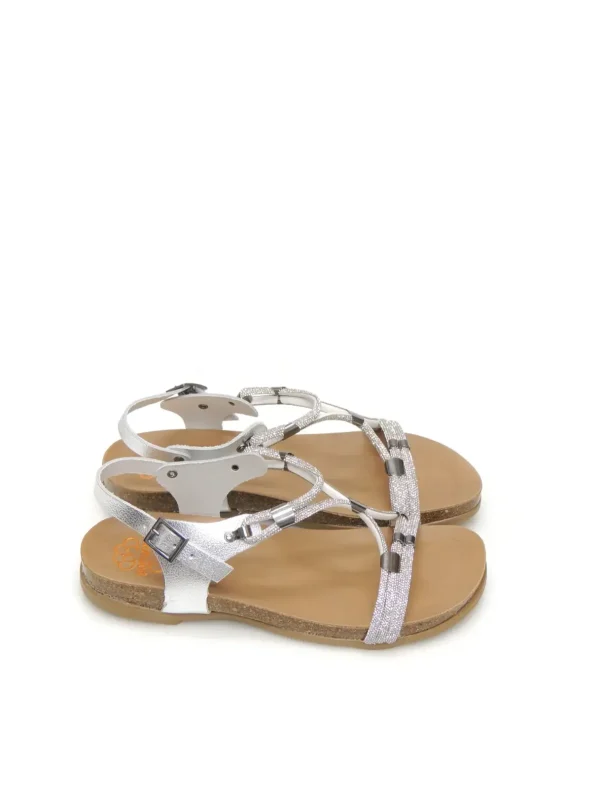 New SANDALIAS   3021 PIEL PLATA Mujer Mujer