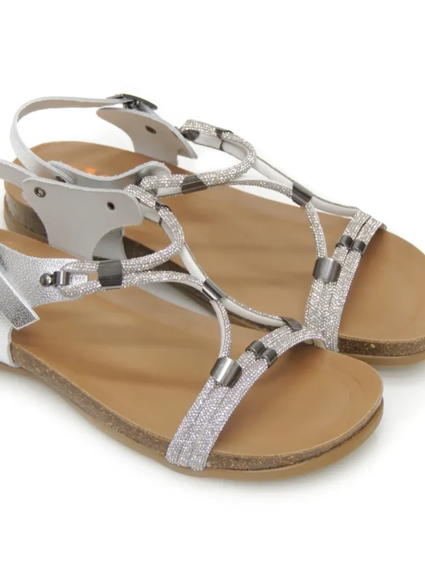 New SANDALIAS   3021 PIEL PLATA Mujer Mujer