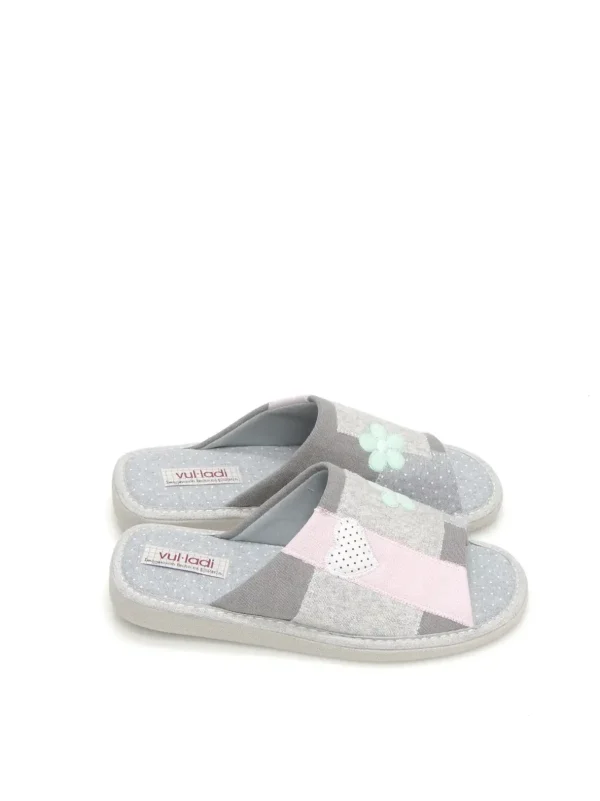 Discount ZAPATILLAS ESTAR EN CASA 9074-558 TEXTIL GRIS Mujer Mujer