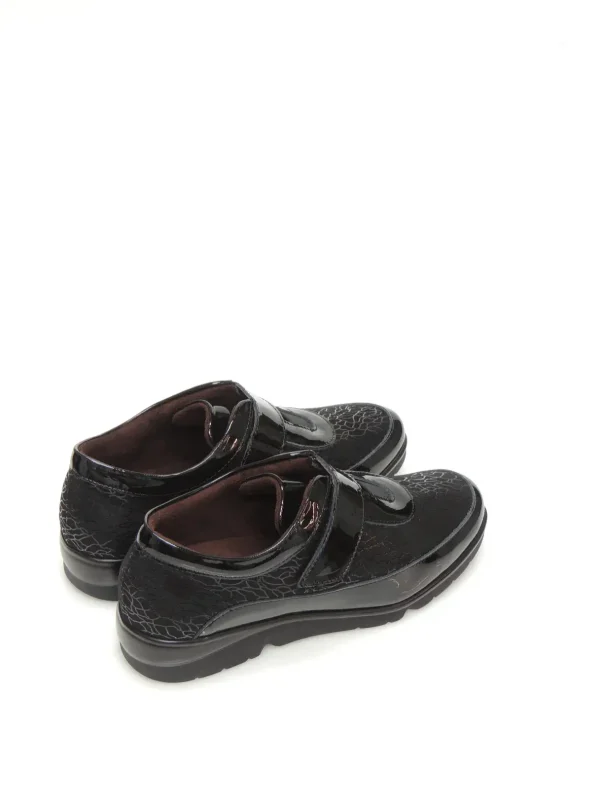 Clearance ZAPATOS DE VELCRO 10001 PIEL NEGRO Mujer Zapatos