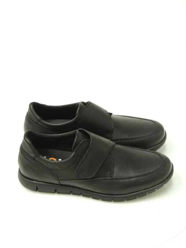 Hot ZAPATOS DE VELCRO R-75 PIEL NEGRO Hombre Zapatos