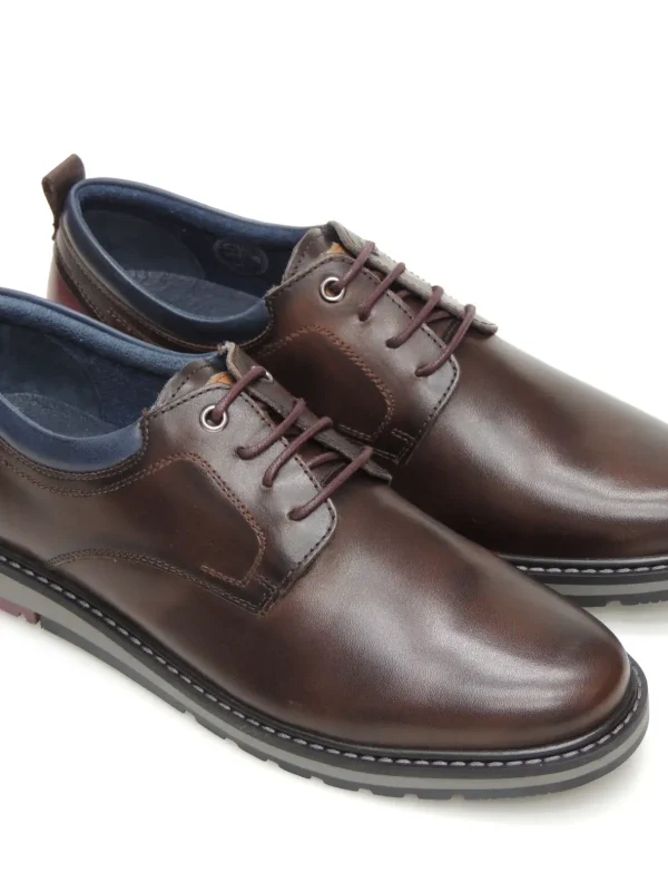 Outlet ZAPATOS DERBY M8J-4183 PIEL MARRON Hombre Zapatos