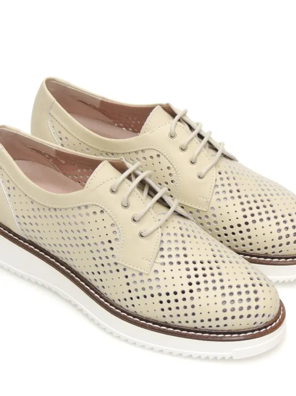 New ZAPATOS DERBY 5730 PIEL CREMA Mujer Mujer