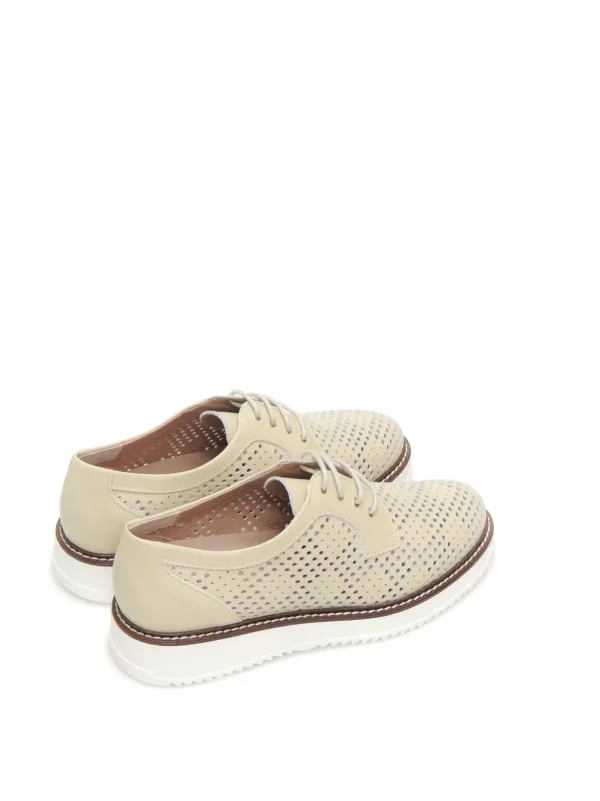 New ZAPATOS DERBY 5730 PIEL CREMA Mujer Mujer